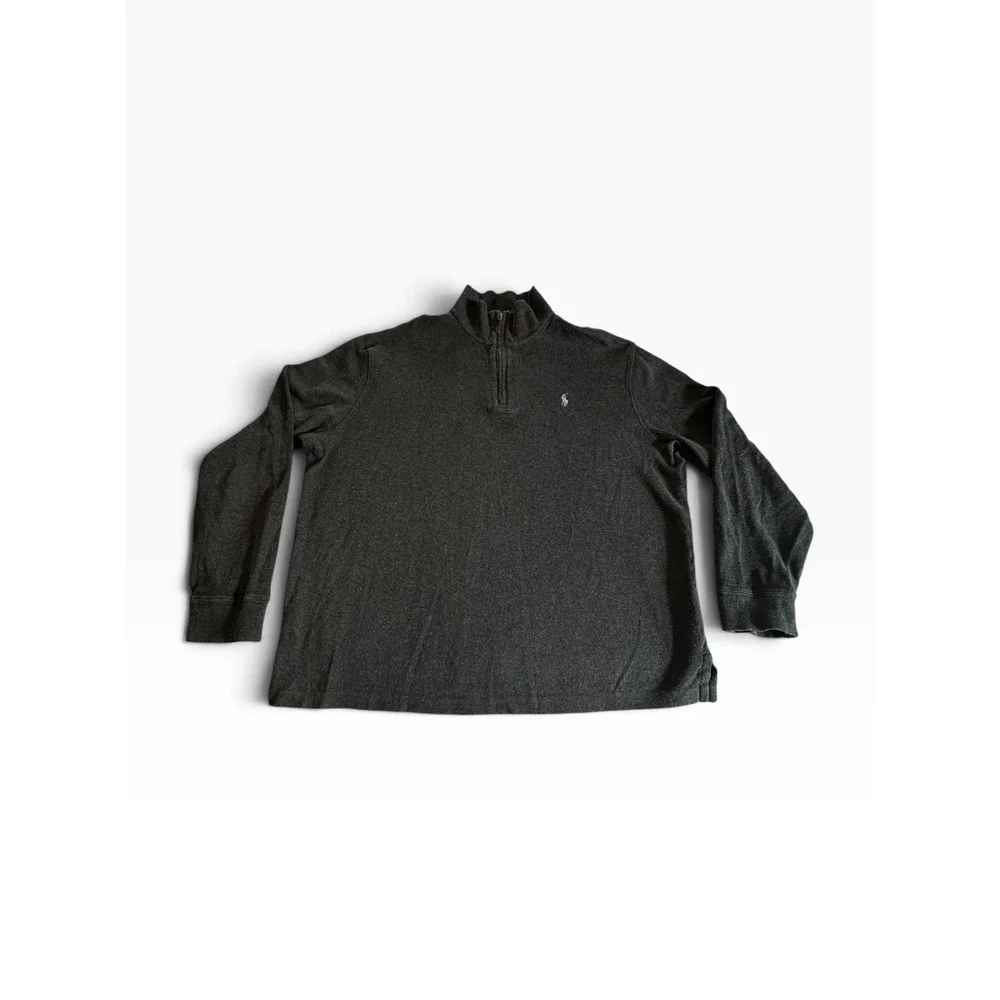 Polo Ralph Lauren Quarter Zip Mens Large Charcoal Gray Estate Rib Pullover